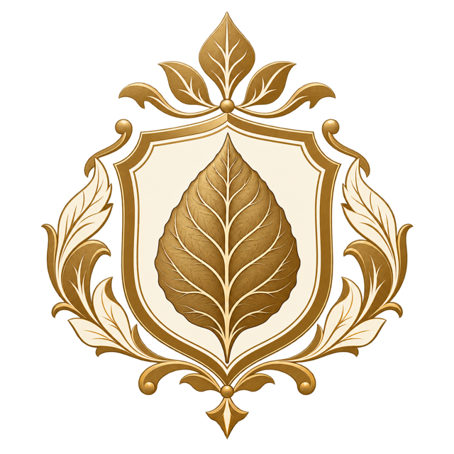 Gold and ivory tobacco-leaf crest